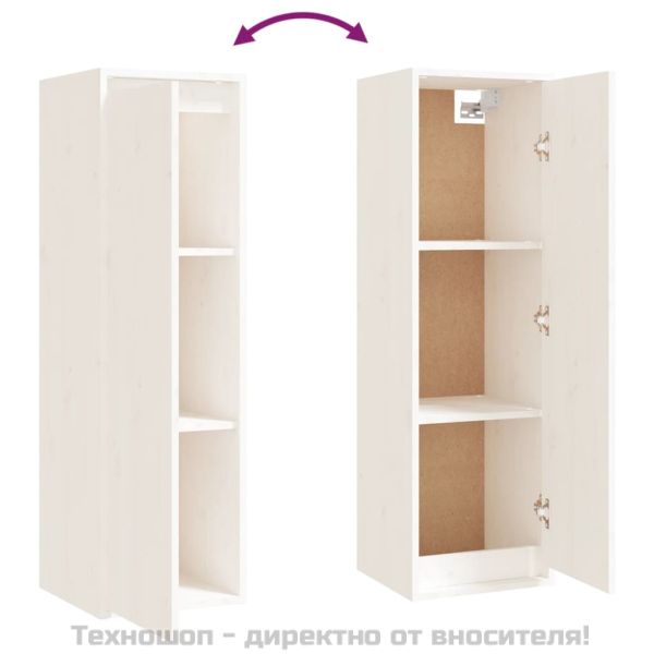 Стенни шкафове, 2 бр, бели, 30x30x100 см, бор масив