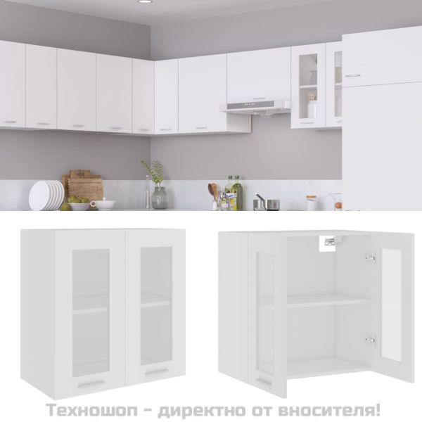 Висящ стъклен шкаф "Lyon", бял, 60x31x60 см, инженерно дърво