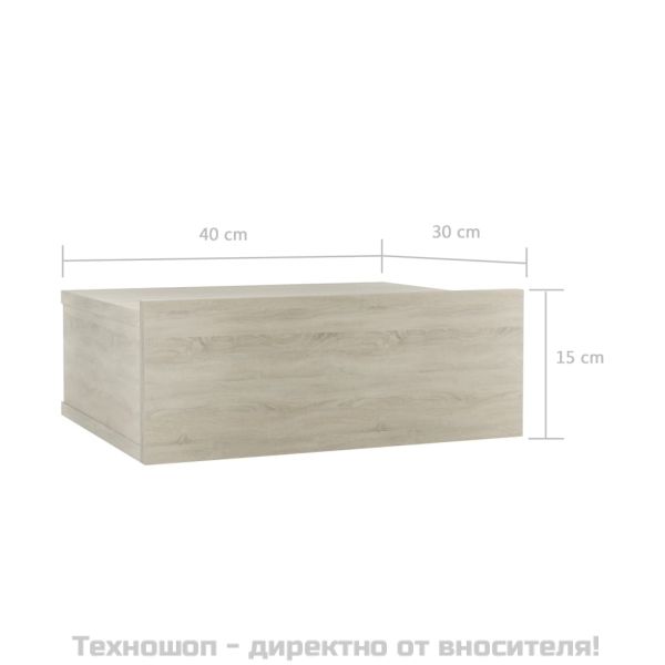 Нощни шкафчета за стена, 2 бр, дъб сонома, 40x30x15 см