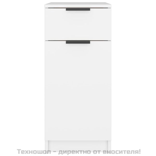 Шкаф за бюро, бял, 33,5x50x75 см, инженерно дърво