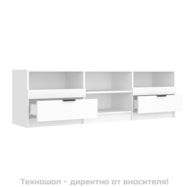 ТВ шкаф, бял, 150x33,5x45 см, инженерно дърво