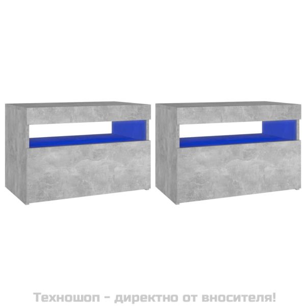 ТВ шкафове с LED осветление 2 бр бетонно сиви 60x35x40 см