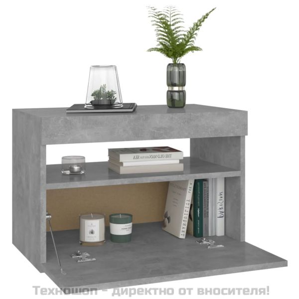 ТВ шкафове с LED осветление 2 бр бетонно сиви 60x35x40 см