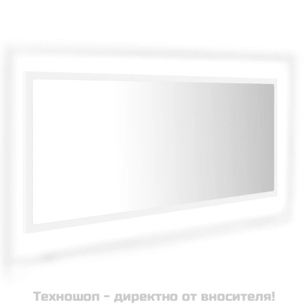 LED огледало за баня, бяло, 100x8,5x37 см, акрил
