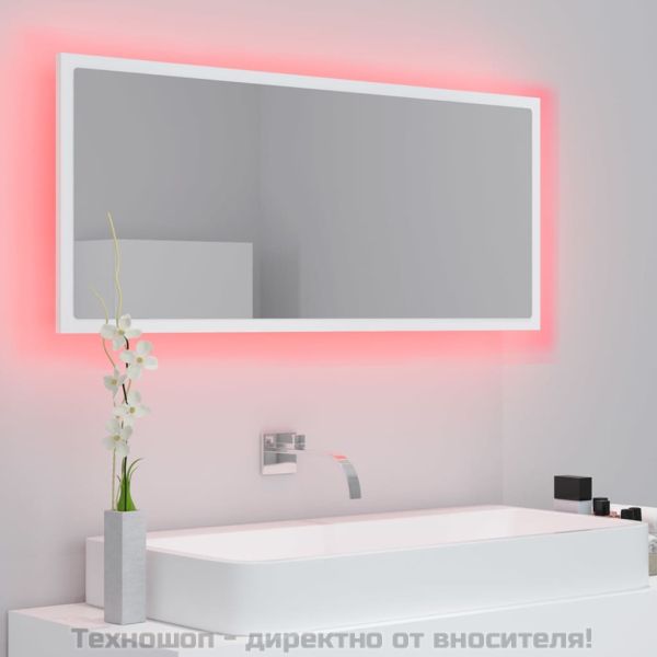 LED огледало за баня, бяло, 100x8,5x37 см, акрил