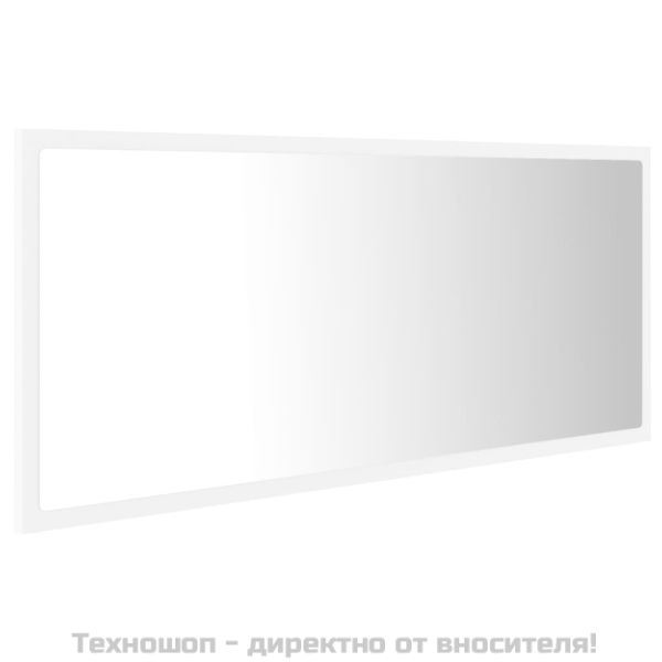 LED огледало за баня, бяло, 100x8,5x37 см, акрил