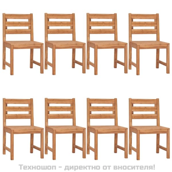 Градински трапезен комплект, 9 части, тиково дърво масив