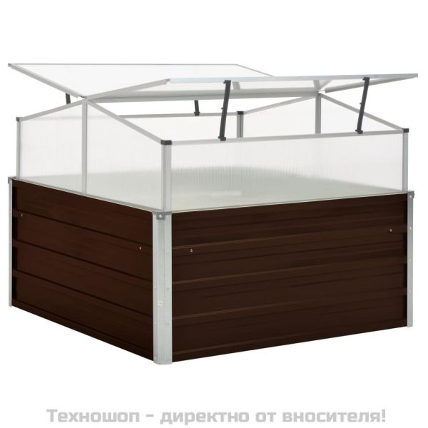 Парник, кафяв, 100x100x85 см, поцинкована стомана