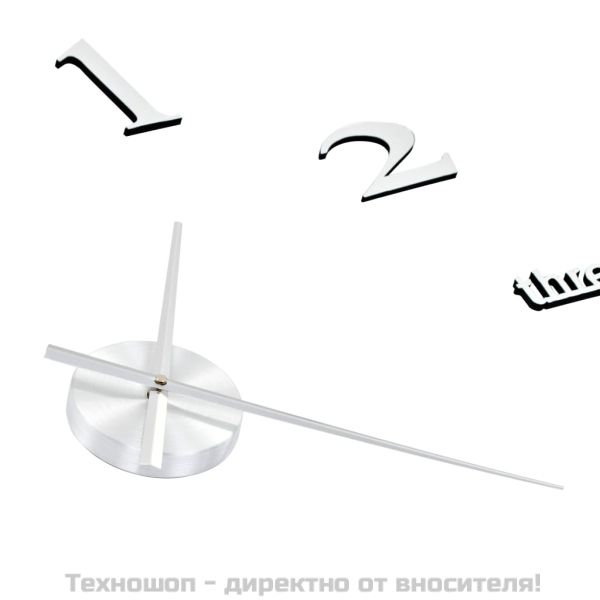 3D стенен часовник, модерен дизайн, 100 см, XXL, сребрист