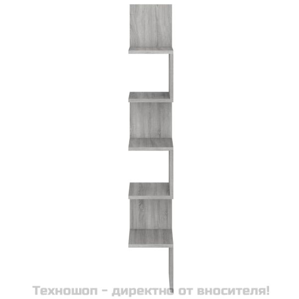 Стенен ъглов рафт, сив сонома, 20x20x127,5 см, инженерно дърво