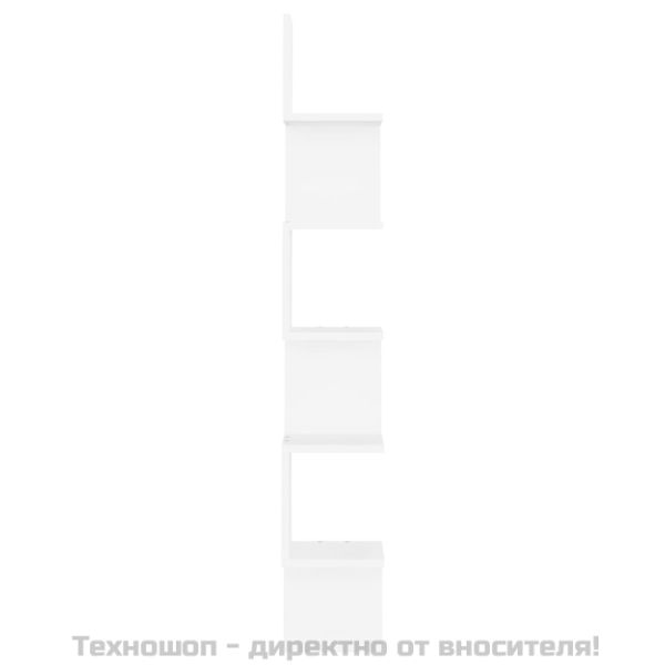 Стенен ъглов рафт, бял, 20x20x127,5 см, инженерно дърво