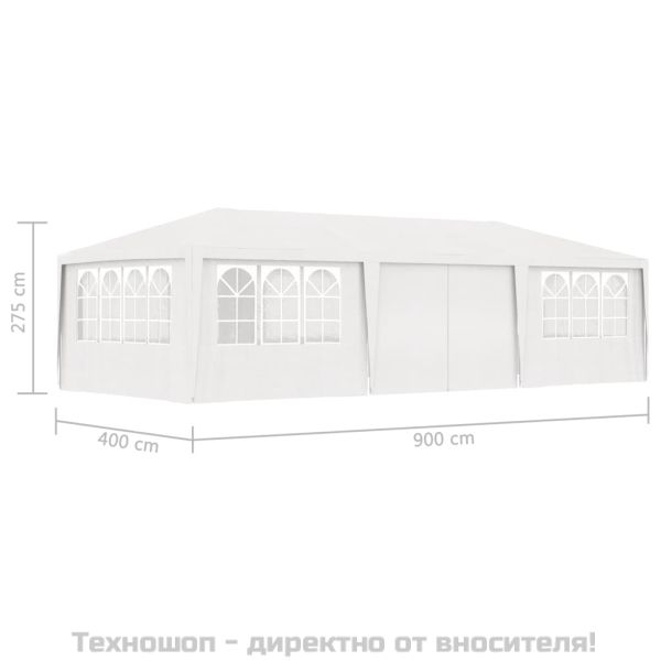 Професионална парти шатра със стени 4x9 м бяла 90 г/м²