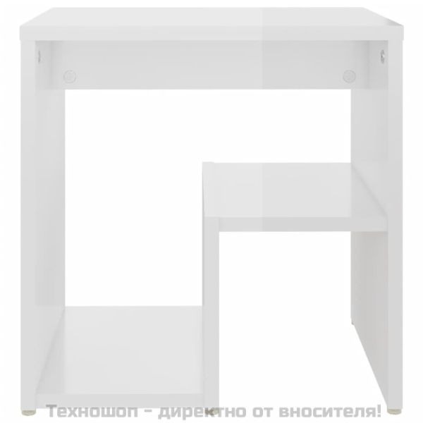 Шкафче за спалня, бял гланц, 40x30x40 см, инженерно дърво