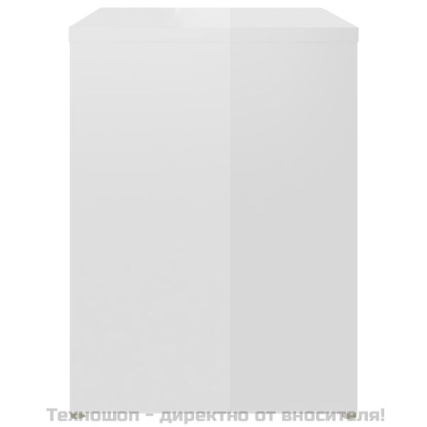 Шкафче за спалня, бял гланц, 40x30x40 см, инженерно дърво