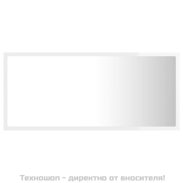 LED огледало за баня, бял гланц, 90x8,5x37 см, акрил
