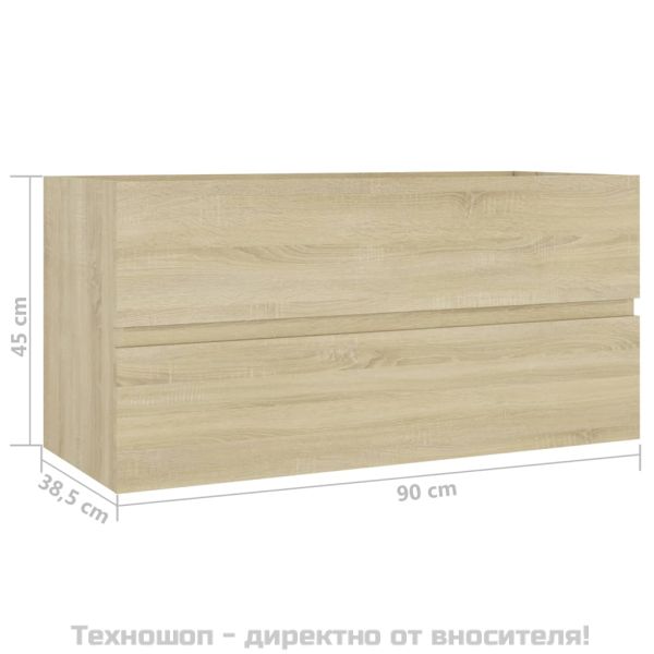 Долен шкаф за мивка, дъб сонома, 90x38,5x45 см, инженерно дърво