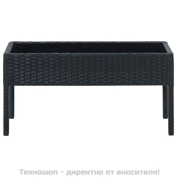 Градинска маса, черна, 75x40x37 см, полиратан