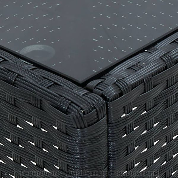 Градинска маса, черна, 75x40x37 см, полиратан