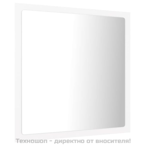 LED огледало за баня, бяло, 40x8,5x37 см, акрил