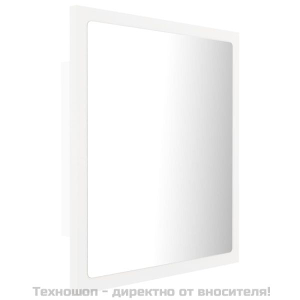 LED огледало за баня, бяло, 40x8,5x37 см, акрил