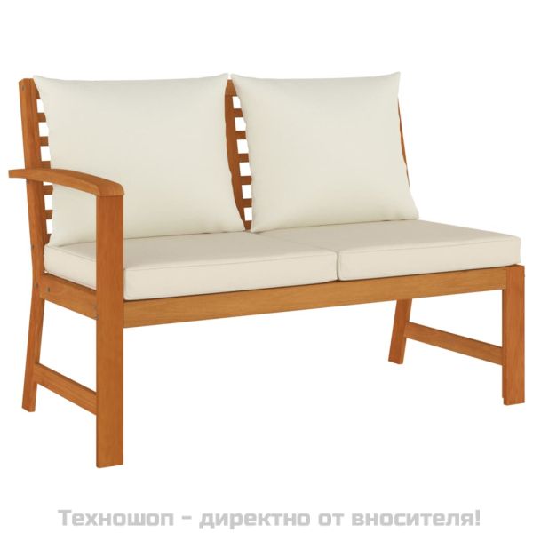 Градински трапезен комплект 6 части с възглавници акация масив