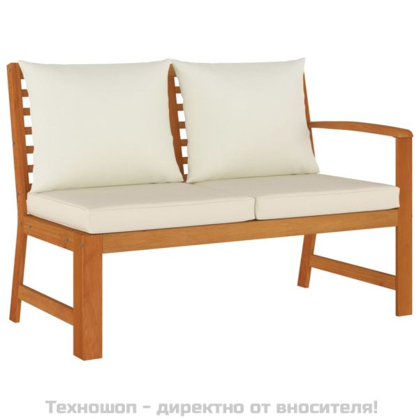 Градински трапезен комплект 6 части с възглавници акация масив