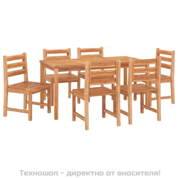 Градински трапезен комплект, 7 части, тиково дърво масив