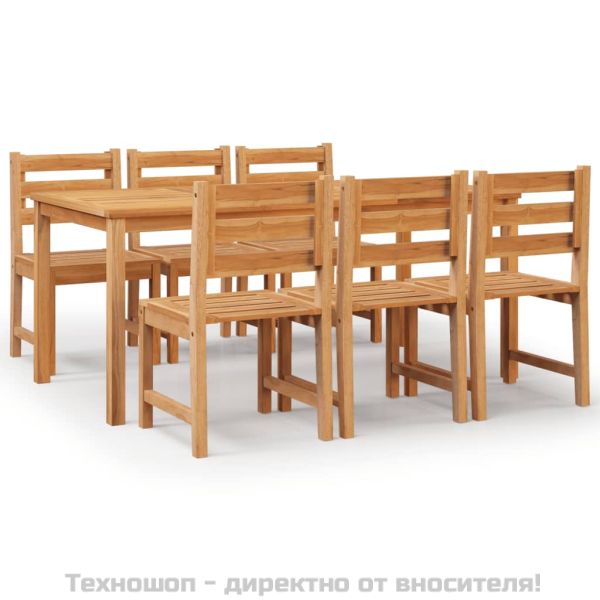 Градински трапезен комплект, 7 части, тиково дърво масив