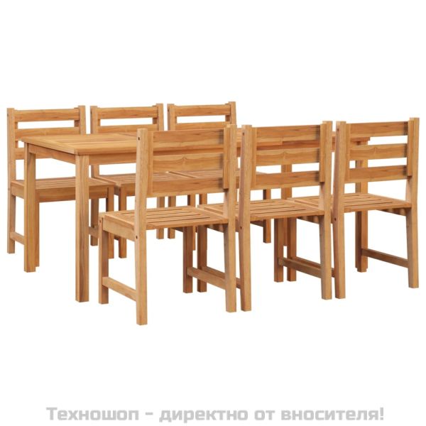 Градински трапезен комплект, 7 части, тиково дърво масив