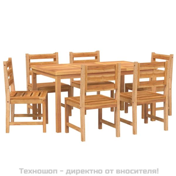 Градински трапезен комплект, 7 части, тиково дърво масив