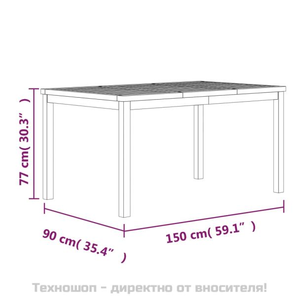 Градински трапезен комплект, 7 части, тиково дърво масив