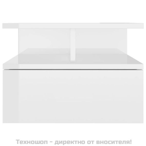 Нощни шкафчета за стена 2 бр силен бял гланц 40x31x27 см