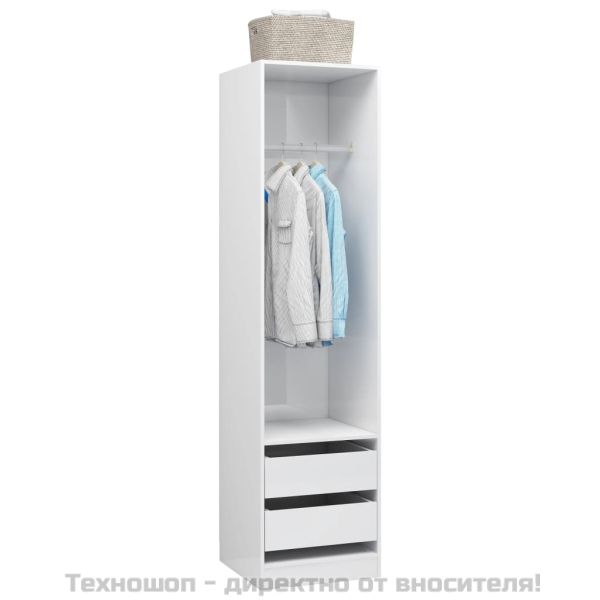 Гардероб с чекмеджета, бял гланц, 50x50x200 см, ПДЧ