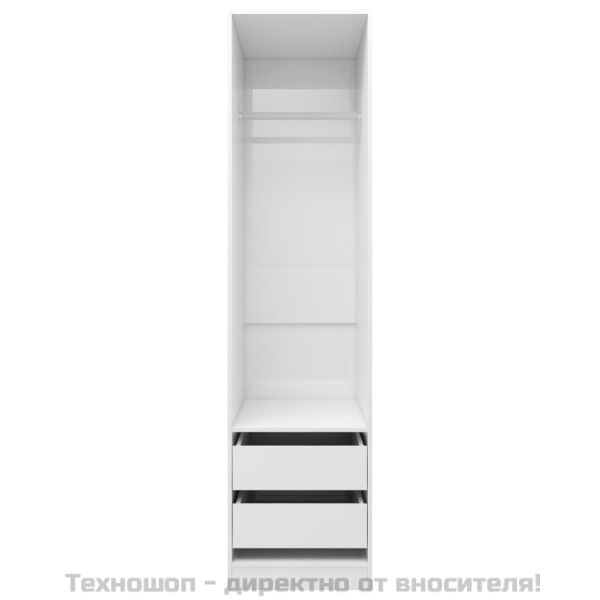 Гардероб с чекмеджета, бял гланц, 50x50x200 см, ПДЧ