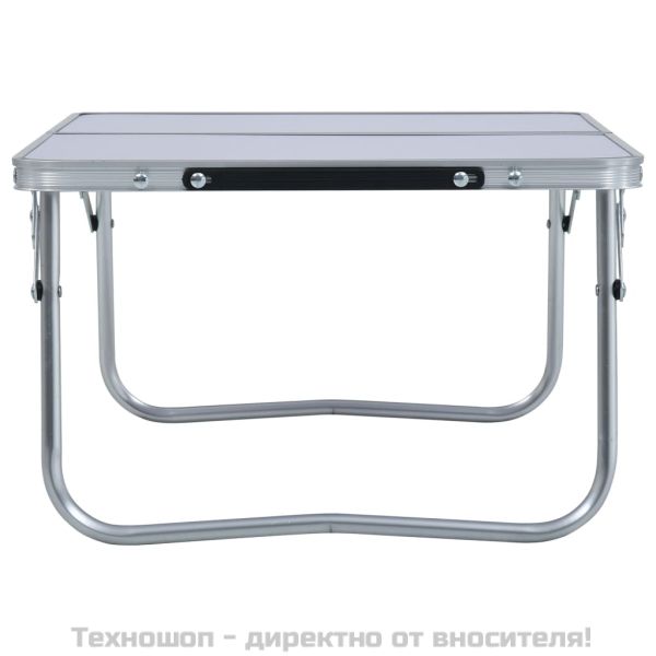 Сгъваема къмпинг маса, бяла, алуминий, 60x40 см