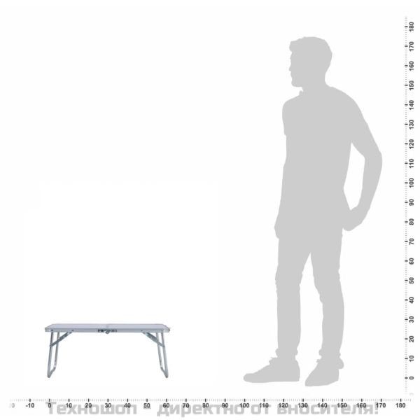 Сгъваема къмпинг маса, бяла, алуминий, 60x40 см