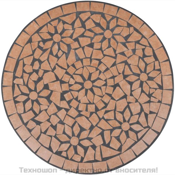 Бистро маса, теракота, 60 см, мозайка