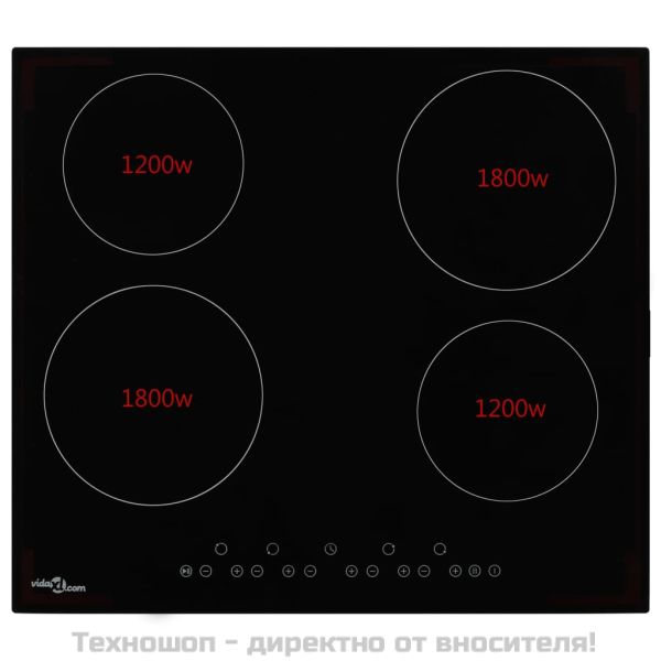Керамичен плот с 4 котлона, сензорен контрол, 6000 W