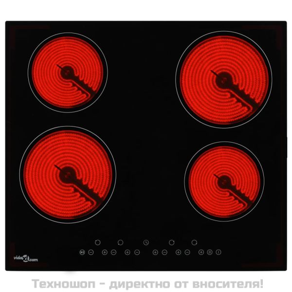 Керамичен плот с 4 котлона, сензорен контрол, 6000 W