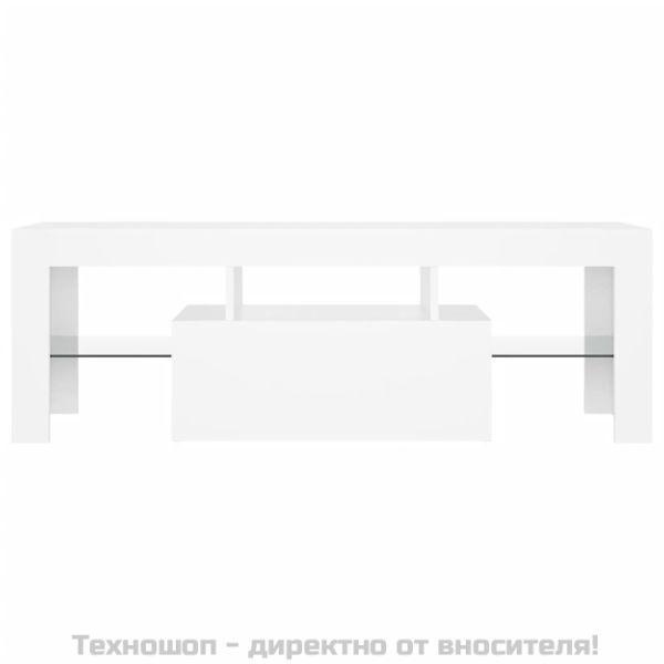 ТВ шкаф с LED осветление, бял, 120x35x40 см