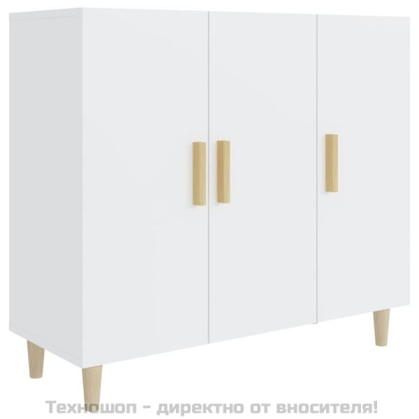 Сайдборд, бял, 90x34x80 см, инженерно дърво