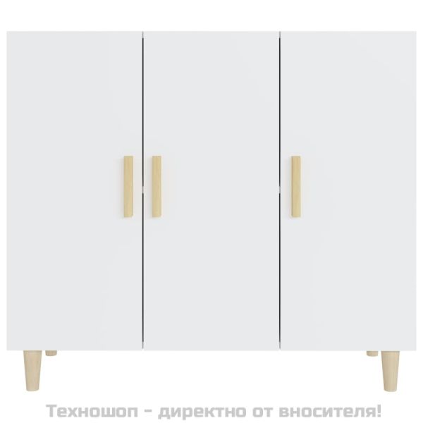 Сайдборд, бял, 90x34x80 см, инженерно дърво
