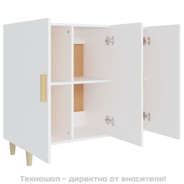 Сайдборд, бял, 90x34x80 см, инженерно дърво