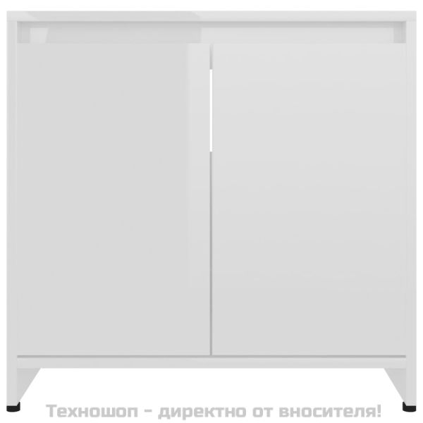 Шкаф за баня, бял гланц, 60x33x61 см, инженерно дърво