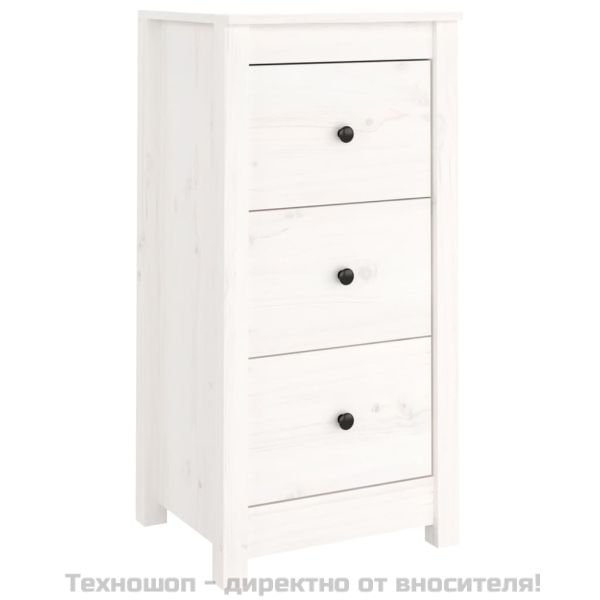 Сайдборд, бял, 40x35x80 см, бор масив