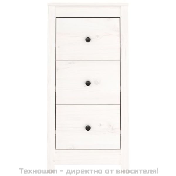 Сайдборд, бял, 40x35x80 см, бор масив