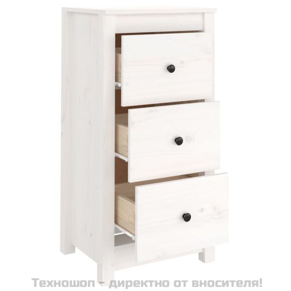 Сайдборд, бял, 40x35x80 см, бор масив