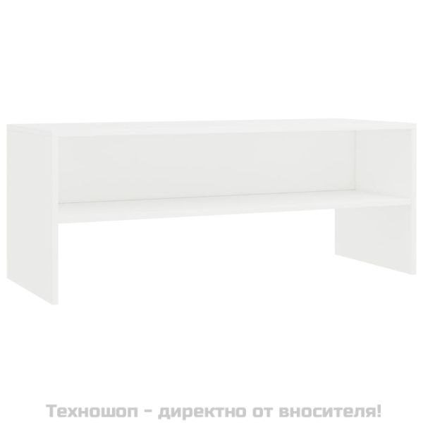 ТВ шкаф, бял, 100x40x40 см, инженерно дърво