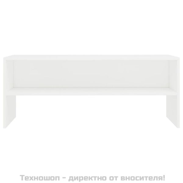 ТВ шкаф, бял, 100x40x40 см, инженерно дърво