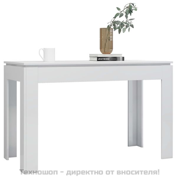 Трапезна маса, бял гланц, 120x60x76 см, инженерно дърво